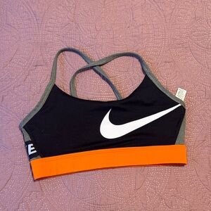 Nike Black and Orange Sports Bra with Gray Trim